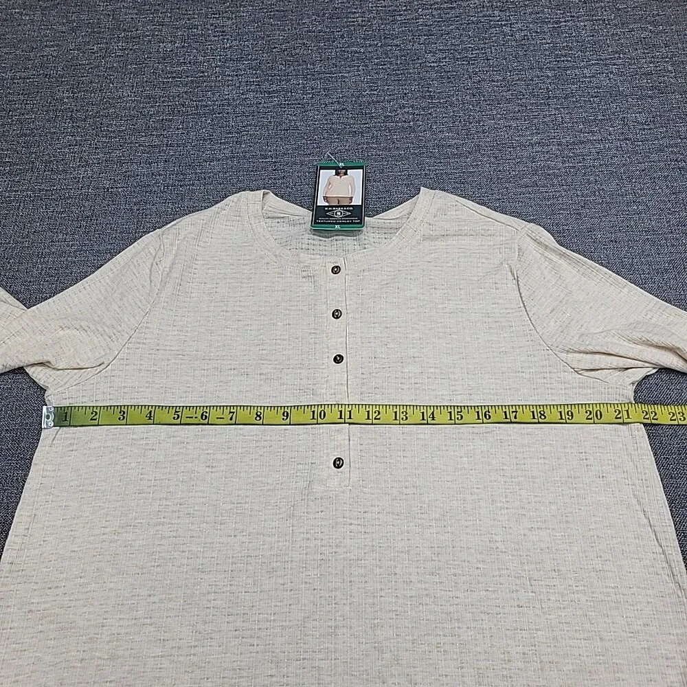 G.H. Bass & Co. Women's Textured Henley Top X-Large Sz Tan Long Sleeves T-Shirt